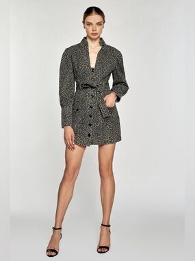 Marissa Webb MERA LEOPARD PRINT CANVAS MINI DRESS sz 8